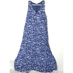 Ann Taylor Maxi Dress Women 14 Sleeveless V Neck Lined Tie Dye Summer Beachy